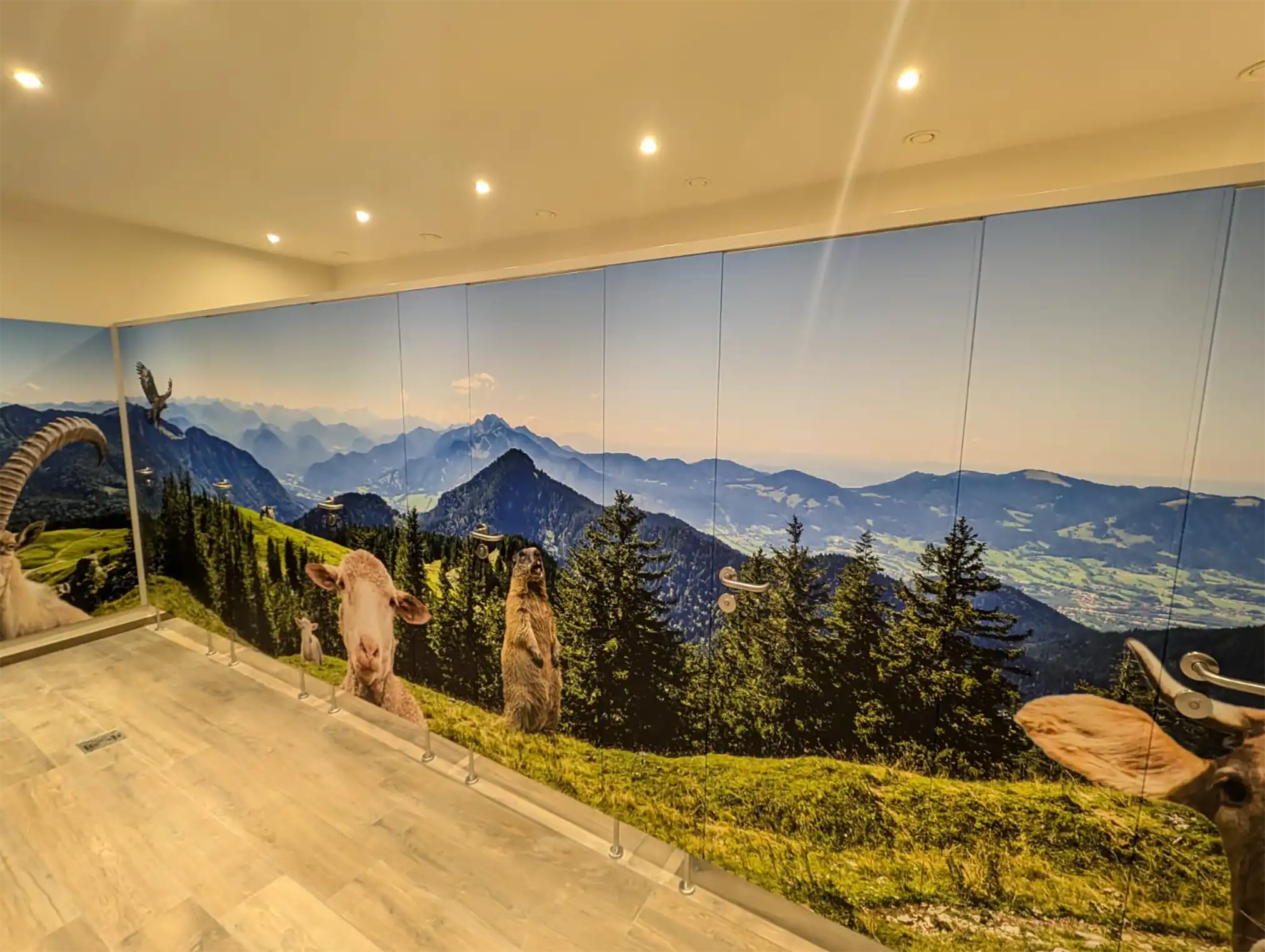 WC-Trennwandanlage mit Alpenpanorama im Digitaldruck